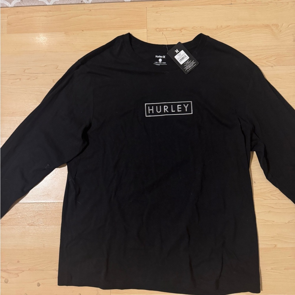 Hurley Black Long Sleeve Tee with White Box Logo
